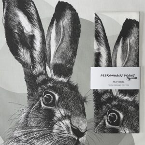 March Hare Print 100% Organic Tea-towel