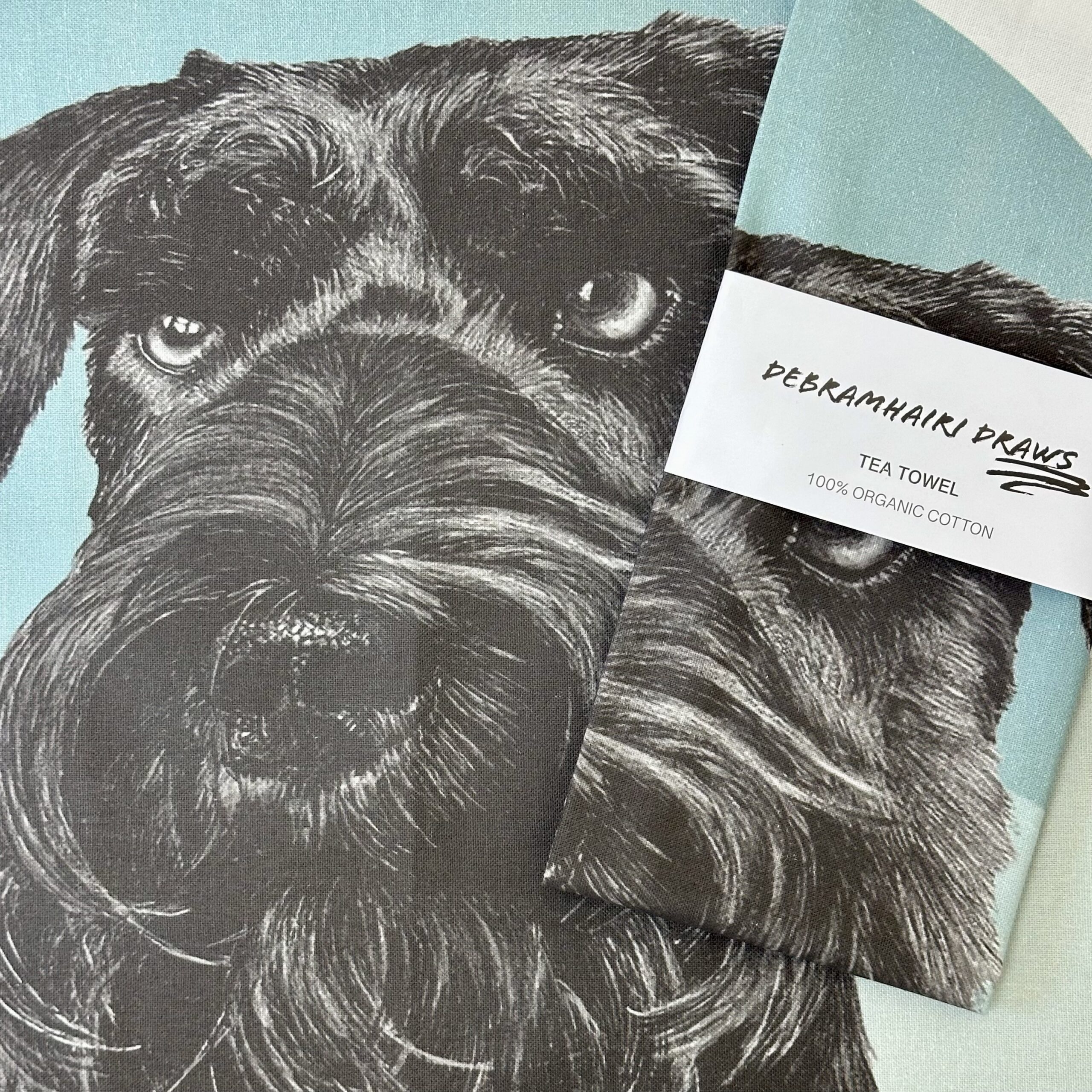 Miniature Black Schnauzer 100% Organic Cotton Tea-towel - Image 2