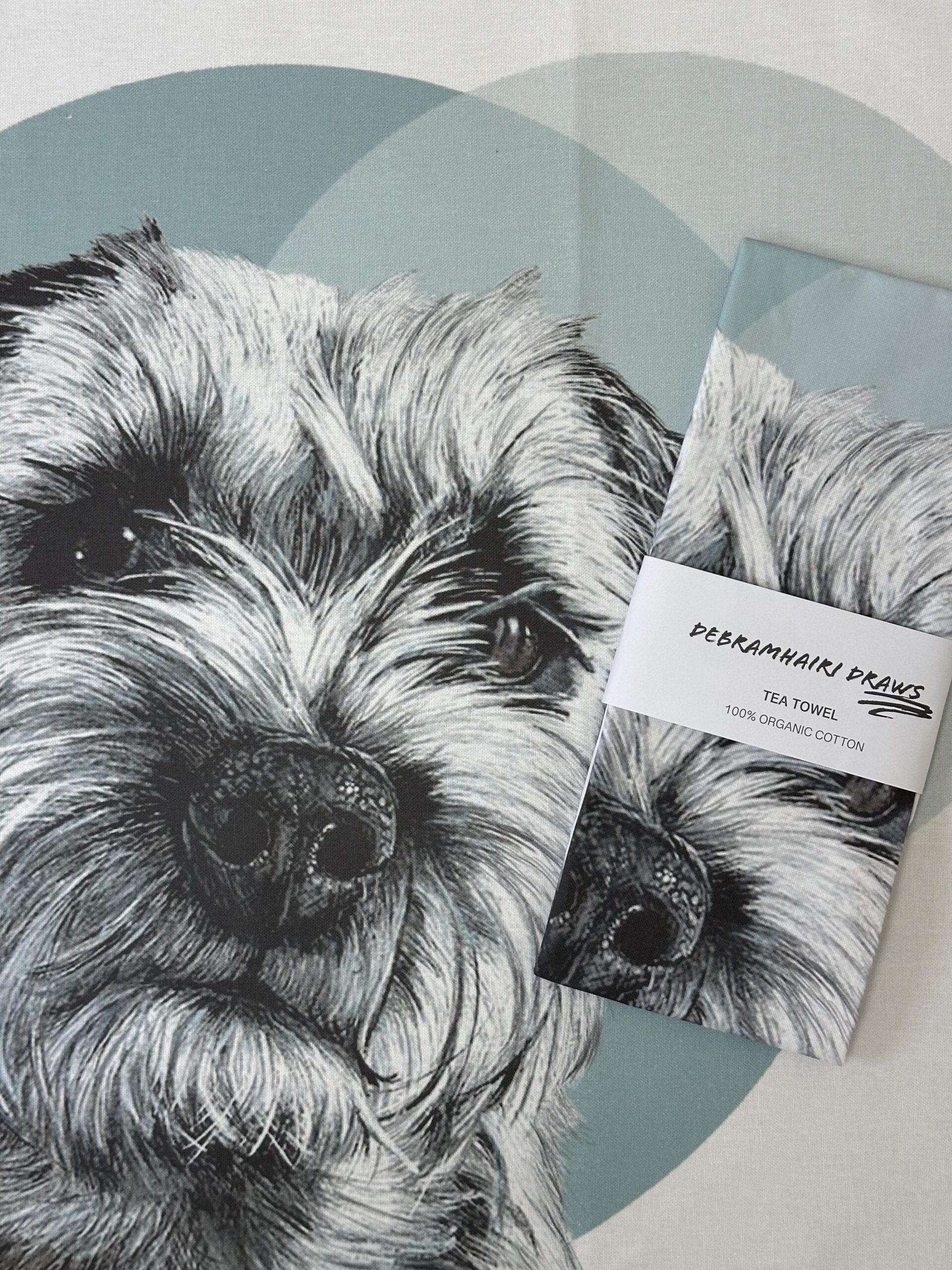 Border Terrier 100% Organic Cotton Tea-towel