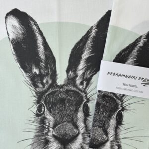 Spring Hare Print 100% Organic Tea-Towel