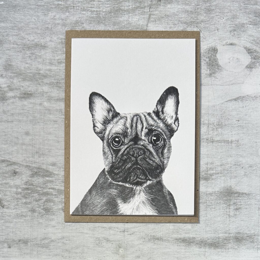 French Bulldog Fine Art Blank Greeting Card