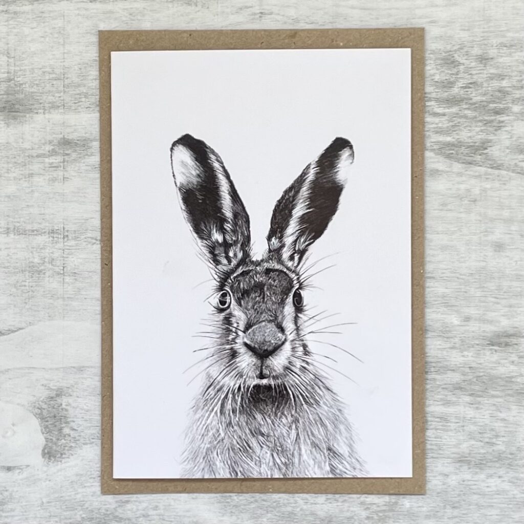Spring Hare A6 Fine Art Greeting Card