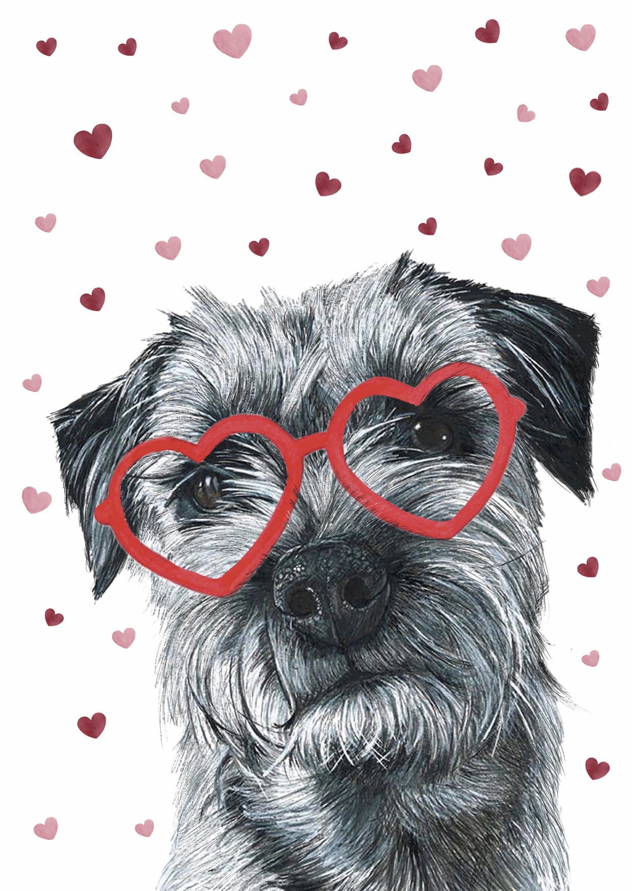 Border Terrier Heart Glasses Fine Art Greeting Card - Image 2