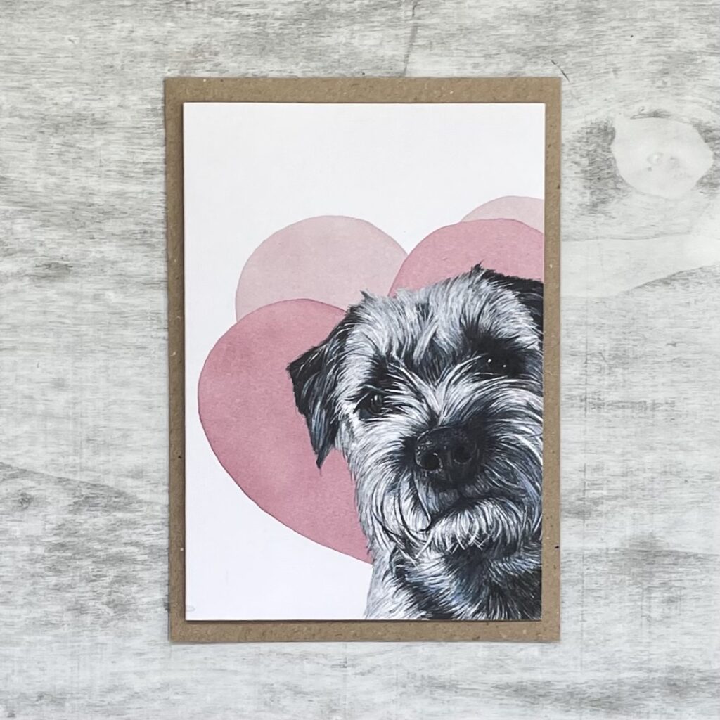 Border Terrier Love Heart Fine Art Greeting Card