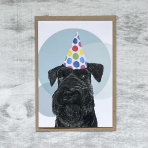 Miniature Schnauzer Party Hat Birthday Card