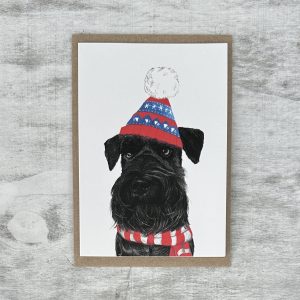 Black Miniature Schnauzer Christmas Card